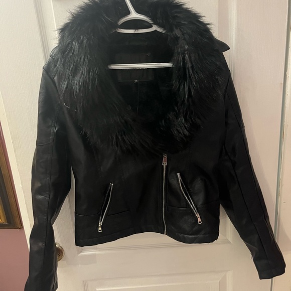 Leather Faux Fur Fashion Nova Jacket - Picture 1 of 4